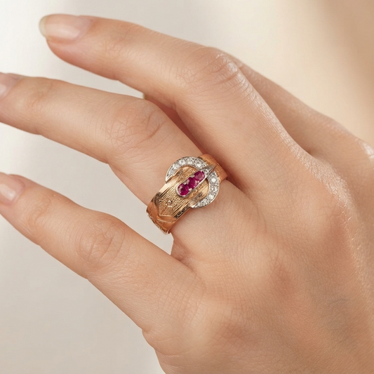Victorian Ruby & Diamond Buckle Ring