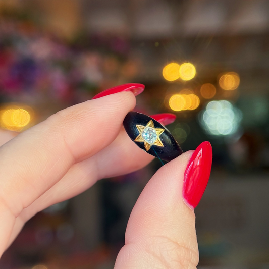 Victorian 14K Gold Mourning Star Ring