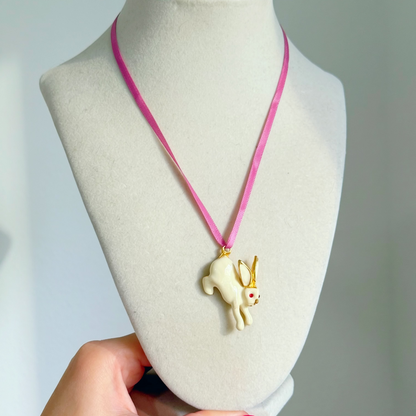 Vintage 1996 Enamel Rabbit Necklace