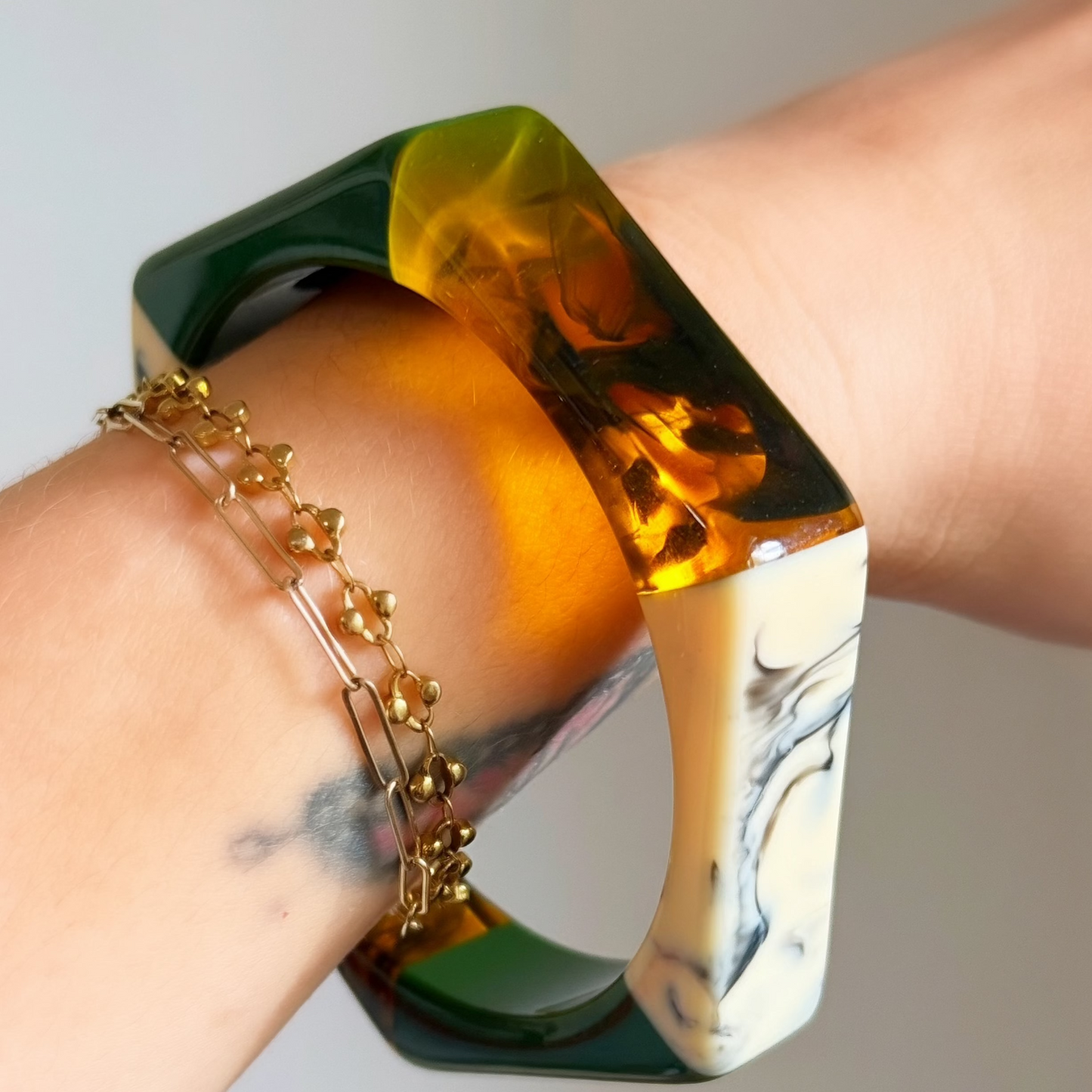 Vintage Lucite Hexagon Bangle