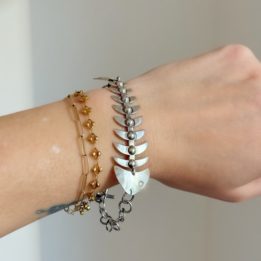 Vintage Mexican Sterling Fish Skeleton Bracelet