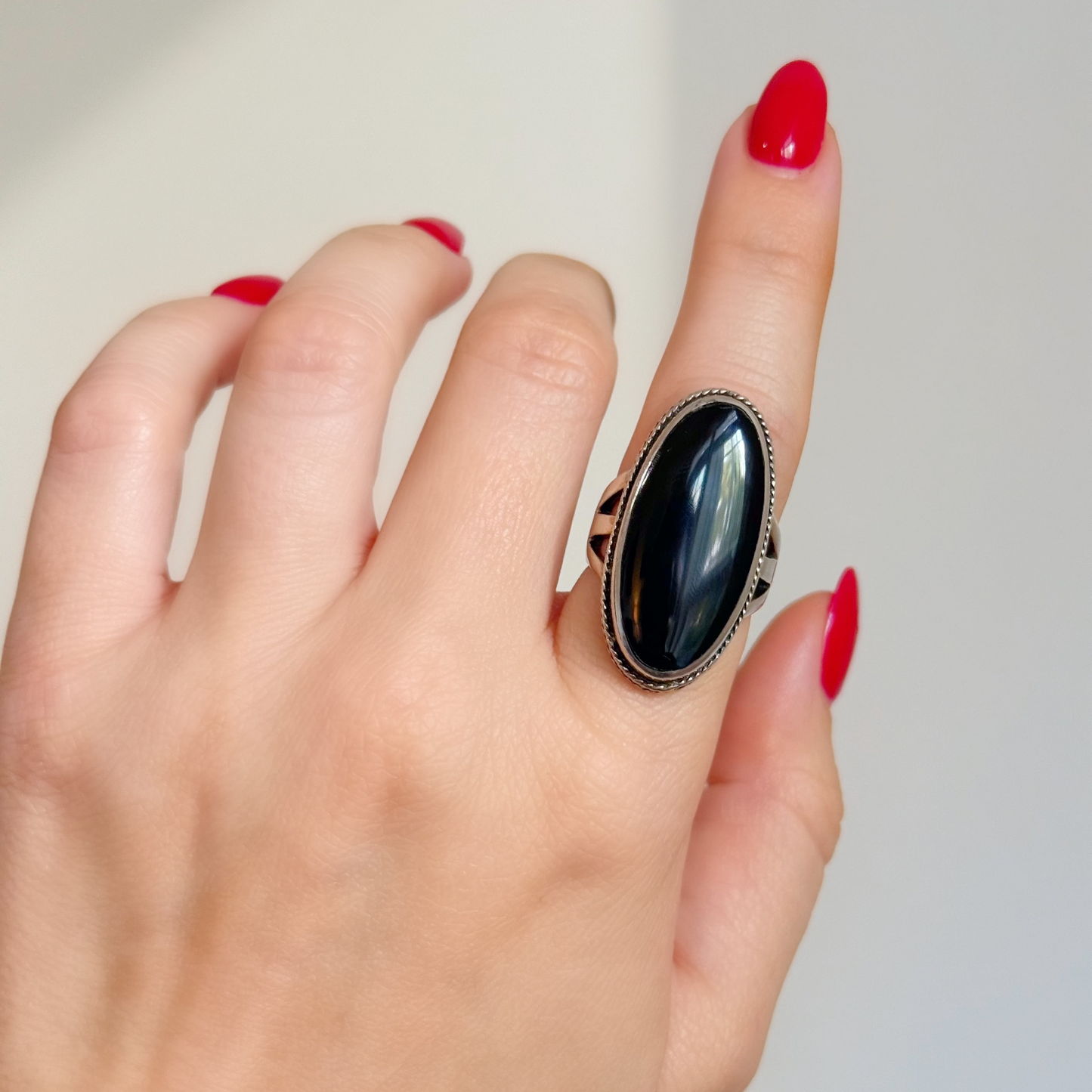 Vintage Silver & Onyx Ring