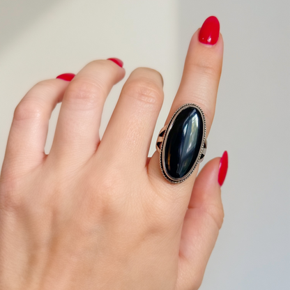Vintage Silver & Onyx Ring