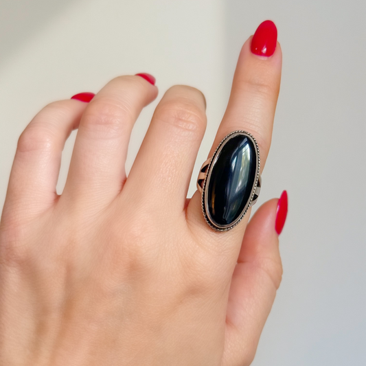 Vintage Silver & Onyx Ring