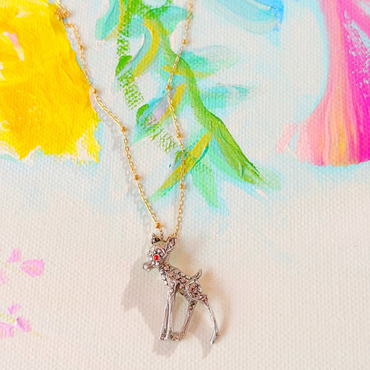 Vintage Marcasite Fawn Necklace