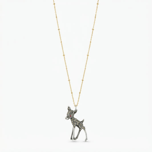 Vintage Marcasite Fawn Necklace