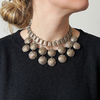 Victorian Revival Brass Bib Necklace