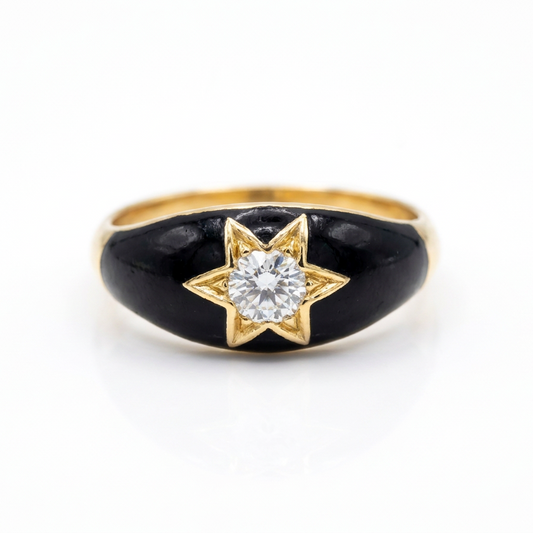 Victorian 14K Gold Mourning Star Ring