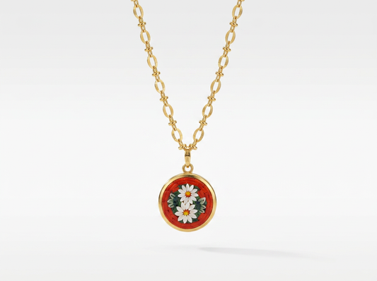 Vintage Mosaic Floral Neckalce