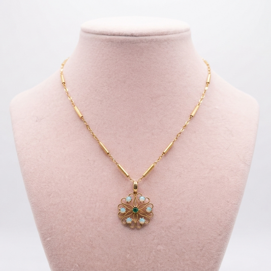 Victorian Star Flower Opal Pendant