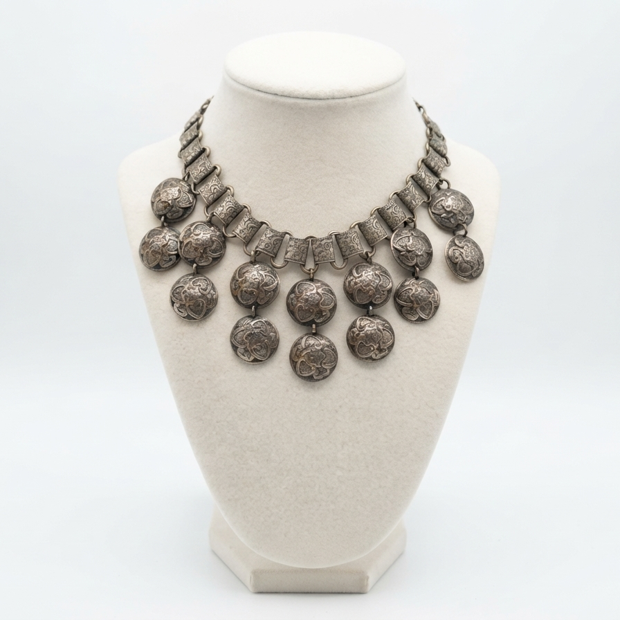 Victorian Revival Brass Bib Necklace