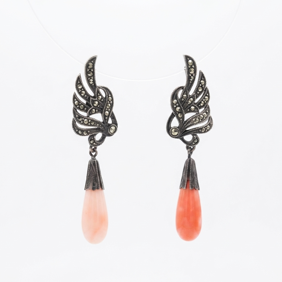 Art Deco Sterling Wing Earrings