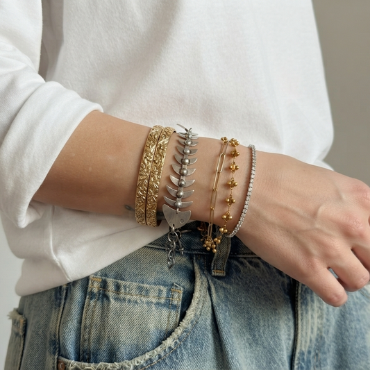 Vintage Mexican Sterling Fish Skeleton Bracelet
