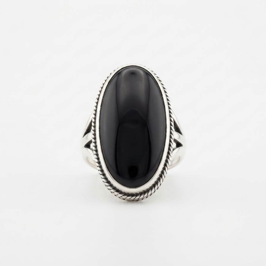 Vintage Silver & Onyx Ring