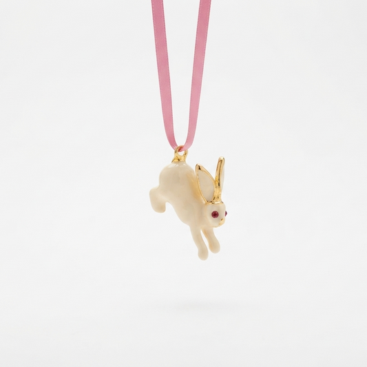 Vintage 1996 Enamel Rabbit Necklace